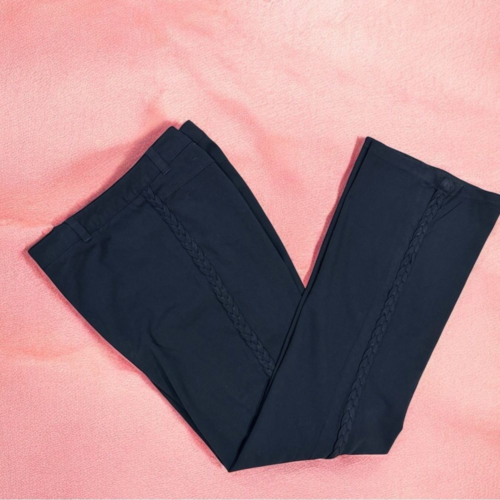 ELLE Women's Black Pants Trousers Mid Rise Side Braid Detail Sz 12